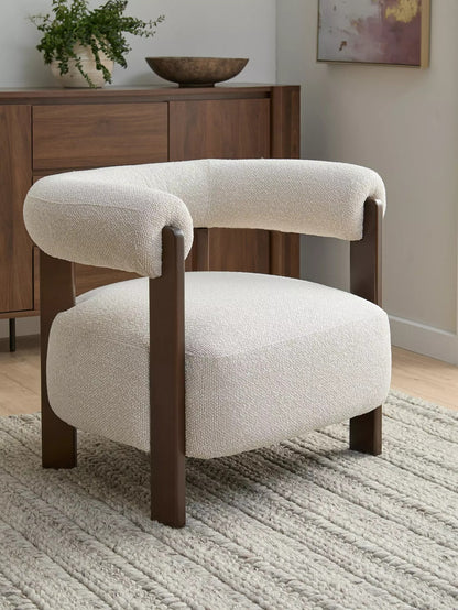Nori Accent Chair – Solid Sheesham Wood Upholstered Lounge Chair