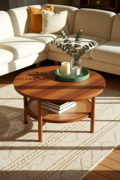 Costway 2-Tier Rattan Coffee Table