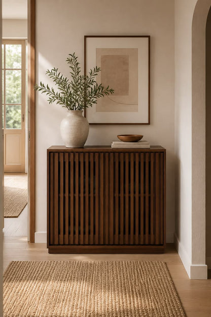 Solid Wood Storage Cabinet for Entryway – Handcrafted Sheesham Wood Organizer