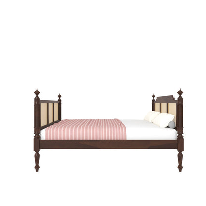 Heritage Cane Bed | Handmade Wooden Bed with Classic Rattan Headboard