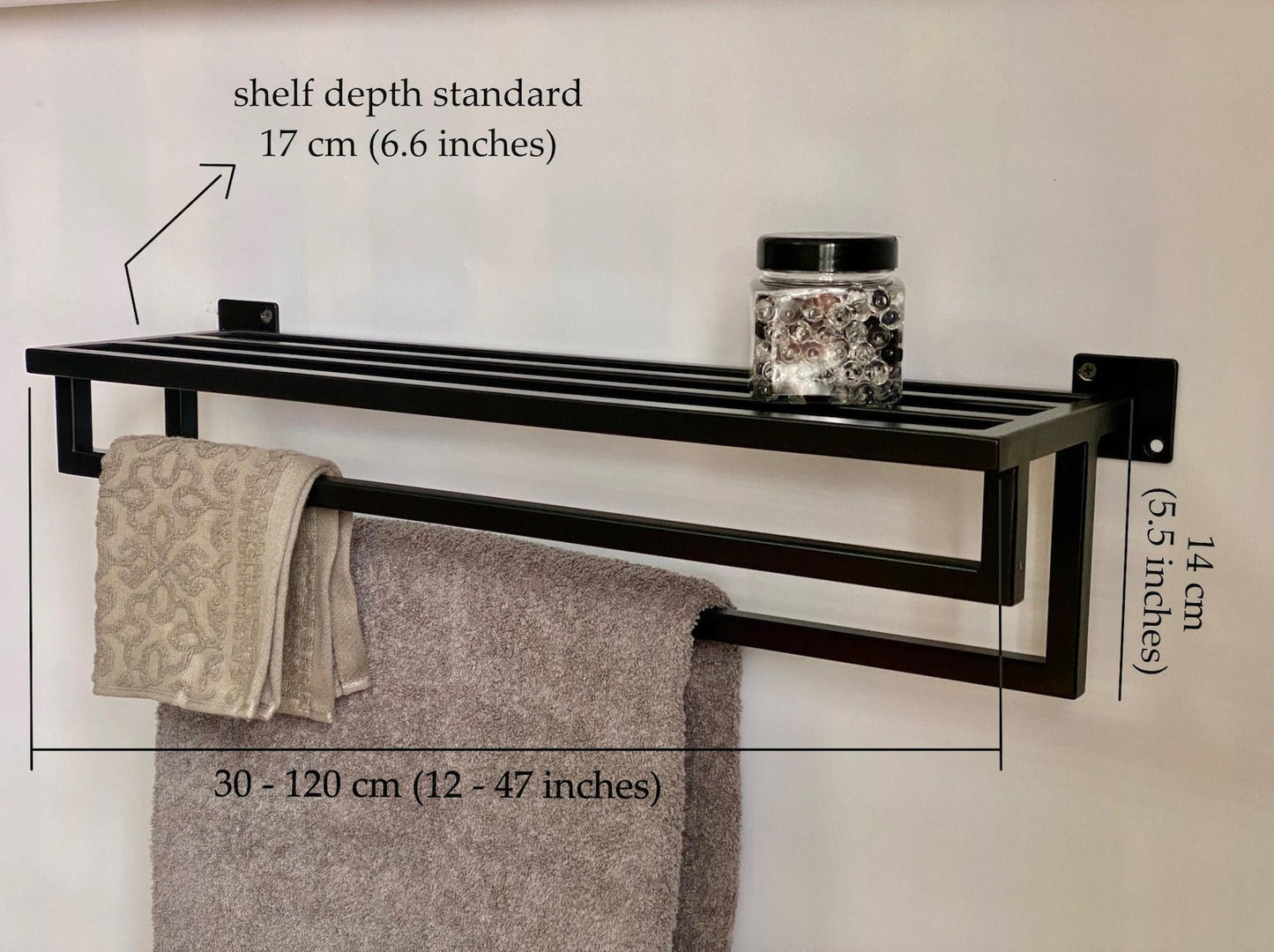 Bathroom Towel Rack, Towel Holder, Wall Mount Metal Towel Storage,