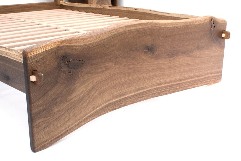 Live Edge Sheesham Wood Bed Frame – Handmade Solid Wood Platform Bed, Rustic Modern Bedroom Furniture