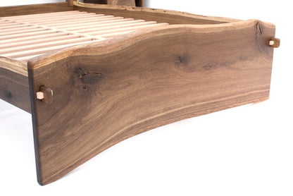 Live Edge Sheesham Wood Bed Frame – Handmade Solid Wood Platform Bed, Rustic Modern Bedroom Furniture