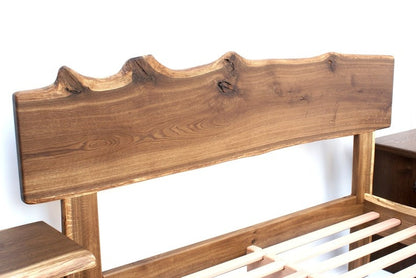 Live Edge Sheesham Wood Bed Frame – Handmade Solid Wood Platform Bed, Rustic Modern Bedroom Furniture