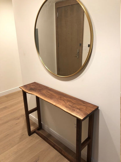 Live Edge Sheesham Wood Console Table – Handmade Solid Wood Entryway Table, Rustic Modern Hallway Furniture