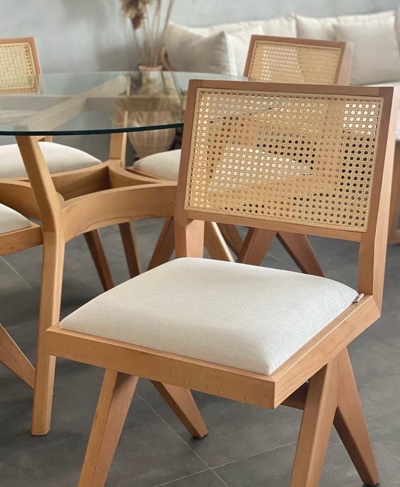 Rattan Dining Chair – Solid Sheesham Wood Handcrafted Cane Dining Chair