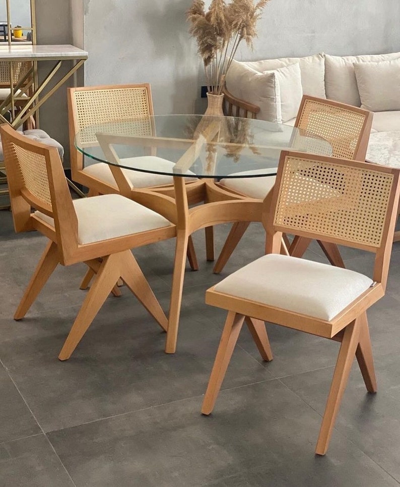 Rattan Dining Chair – Solid Sheesham Wood Handcrafted Cane Dining Chair