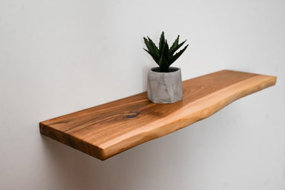 Live Edge Sheesham Wood Floating Shelf – Handmade Solid Wood Wall Shelf, Custom Lengths, Rustic Modern Home Decor
