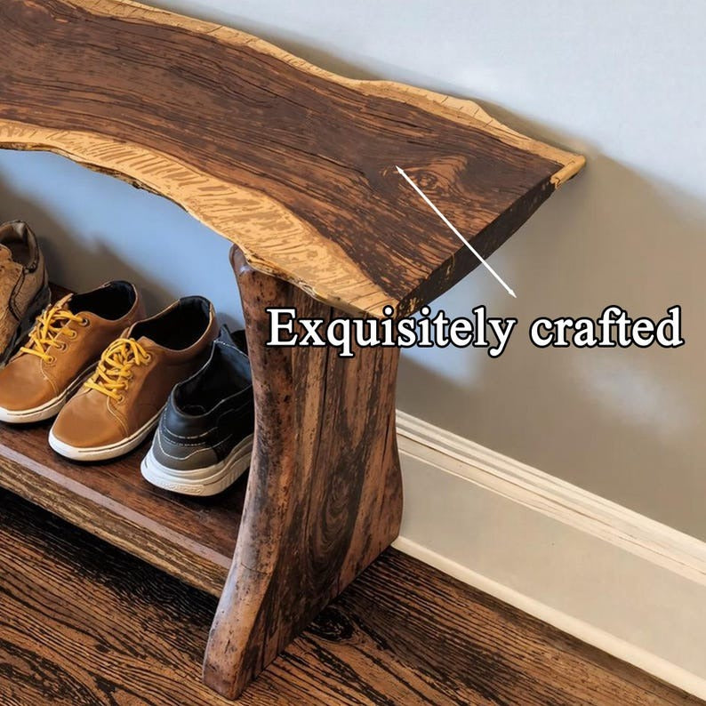 Custom Wood Bench – Handmade Solid Wood Farmhouse Shoe Rack Bench, Entryway Storage Seating