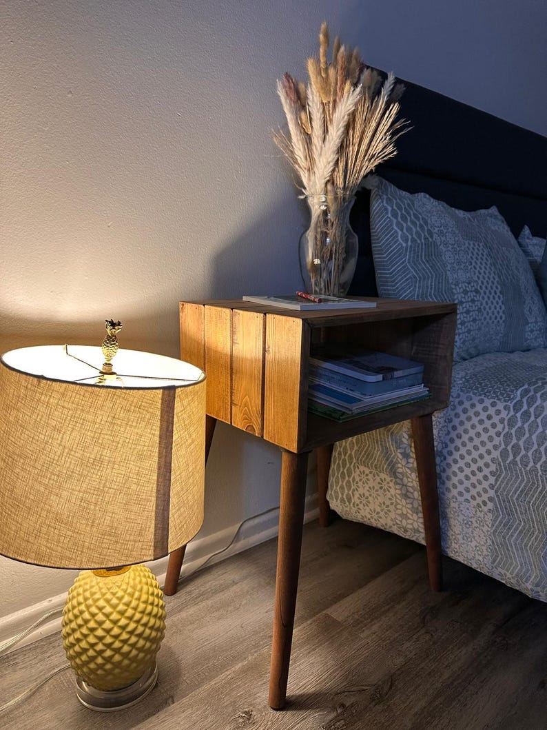 Wooden bedside table, End Table, Rustic Bedside Table Bedroom Furniture