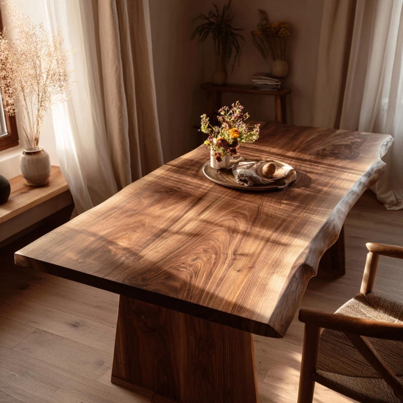 Solid Wood Sheesham Dining Table – Handmade Rustic Farmhouse Table | Natural Wooden Dining Table | Custom Sheesham Dining Furniture