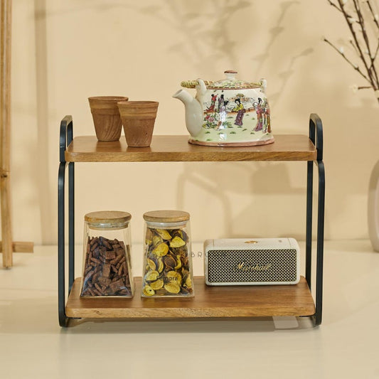 Wooden 2-Tier Kitchen Organizer