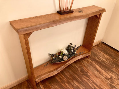 Handcrafted Sheesham Wood Console Table with Shelf – Solid Wood Entryway Table, Rustic Modern Hall Furniture
