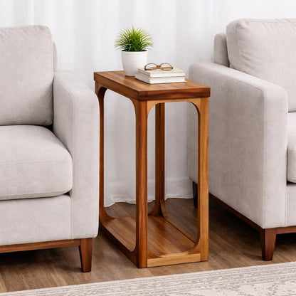 Handmade Solid Natural Wood Side Table Minimalist Nightstand Plant Stand