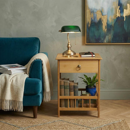 Solid wood Nightstand with Drawer | Boho Bedroom Side Table Storage Plant Stand