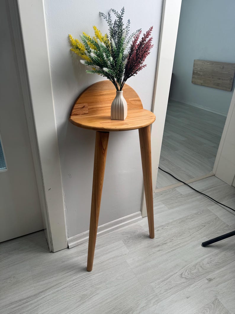 Handmade Beech Wood Half-Moon Table