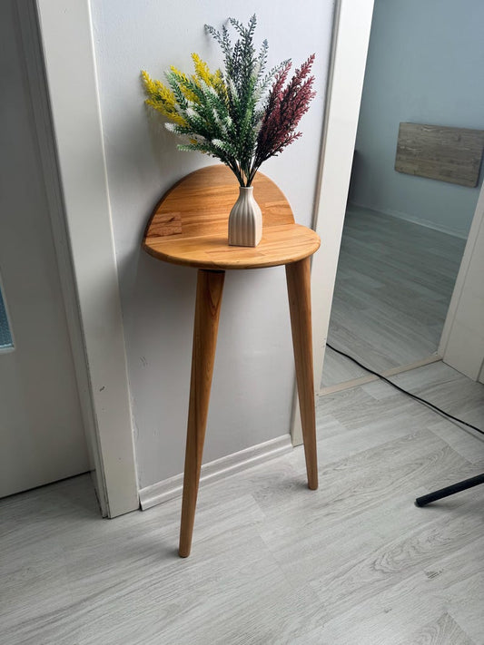 Handmade Beech Wood Half-Moon Table