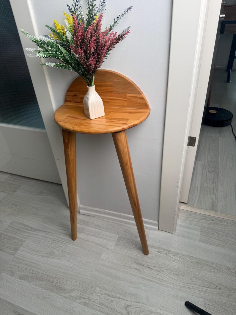 Handmade Beech Wood Half-Moon Table