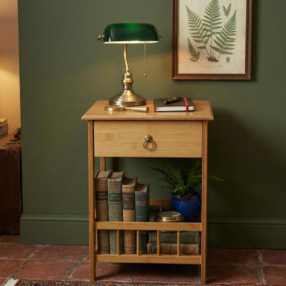 Solid wood Nightstand with Drawer | Boho Bedroom Side Table Storage Plant Stand
