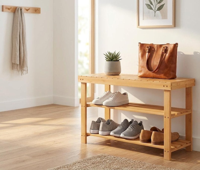 Shoe Rack Bench – 3‑Tier Shoe Organizer & Storage Shelf