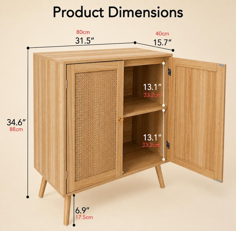 Rattan Cabinet, Boho Storage, Cane Furniture
