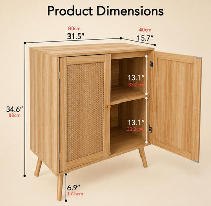 Rattan Cabinet, Boho Storage, Cane Furniture