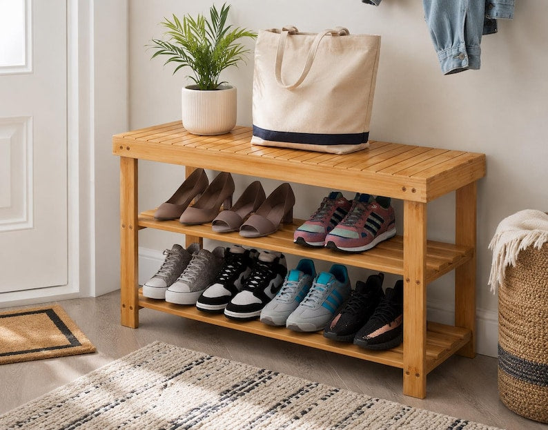 Shoe Rack Bench – 3‑Tier Shoe Organizer & Storage Shelf