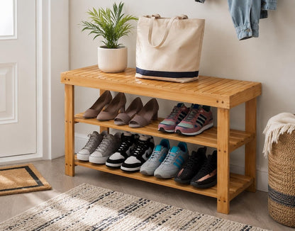 Shoe Rack Bench – 3‑Tier Shoe Organizer & Storage Shelf