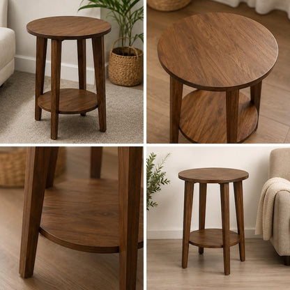Wooden Slim Side Table: End Table with Storage