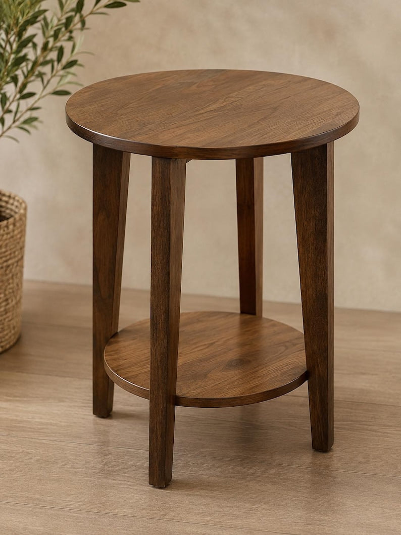Wooden Slim Side Table: End Table with Storage