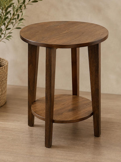 Wooden Slim Side Table: End Table with Storage