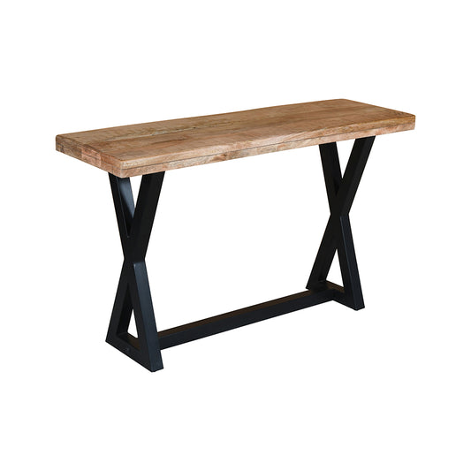 Modern Industrial Console Table – Solid Sheesham Wood & Metal Entryway Table