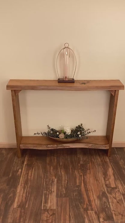 Handcrafted Sheesham Wood Console Table with Shelf – Solid Wood Entryway Table, Rustic Modern Hall Furniture